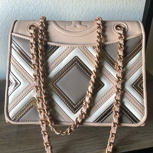 RARE Tory Burch Pink and Gray Quilted Bag!